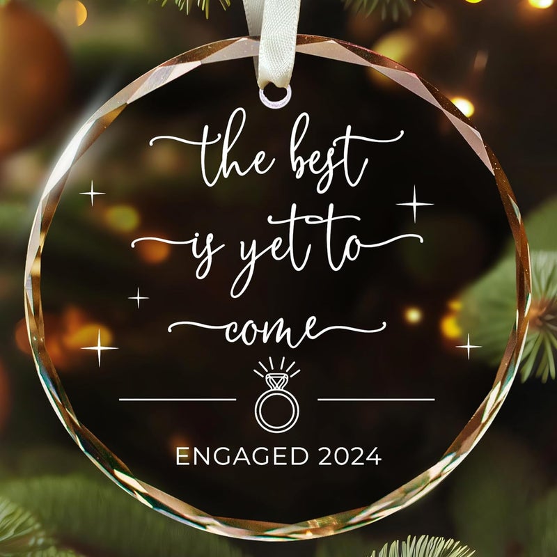 SUCHAGIFT Engagement Gifts for Couples - Gifts for Newly Engaged Couples - Happy Engagement Ornaments for Her, Bride, Bride to Be - Glass Ornament - Image 1